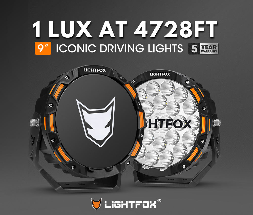 Lightfox 9inch LED Driving Light 1Lux@4,728ft IP68 18,672 Lumens