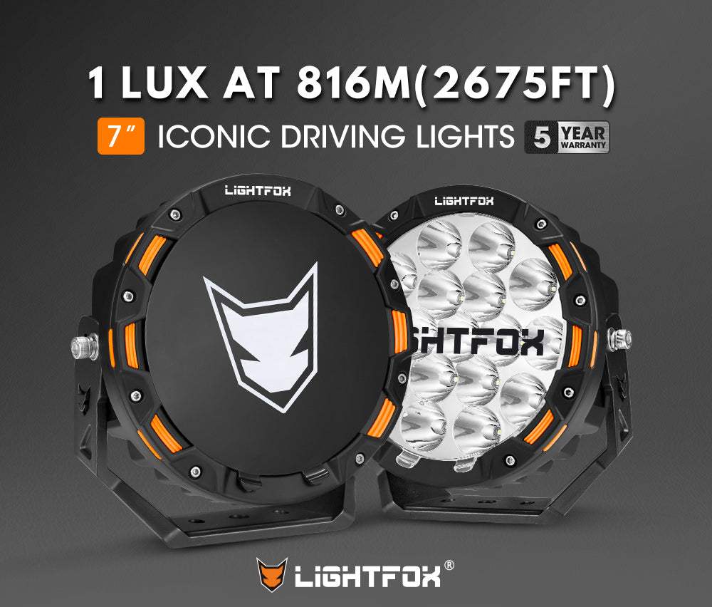 Lightfox 7inch LED Driving Light 1Lux@2,675ft IP68 12,603 Lumens