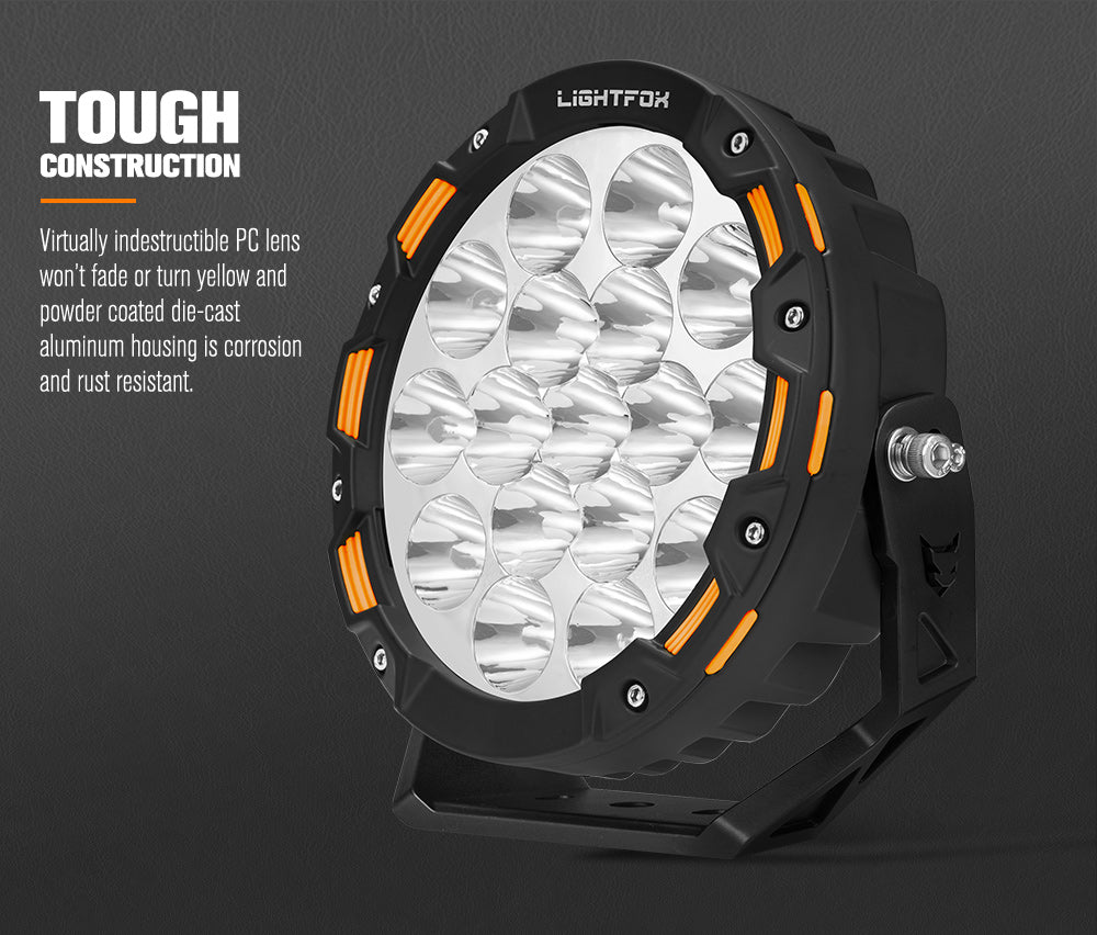 Lightfox 7inch LED Driving Light 1Lux@2,675ft IP68 12,603 Lumens