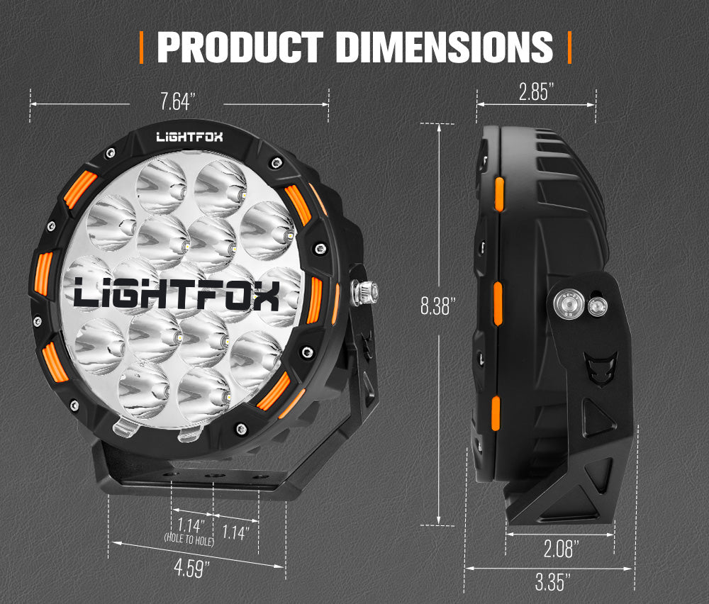 Lightfox 7.5inch LED Driving Light 1Lux@3,384ft IP68 13,226 Lumens