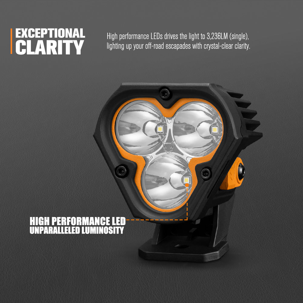 Lightfox Cygnus-3 3" Pair LED Pod Lights 1Lux@1,181ft IP68 3,236LM