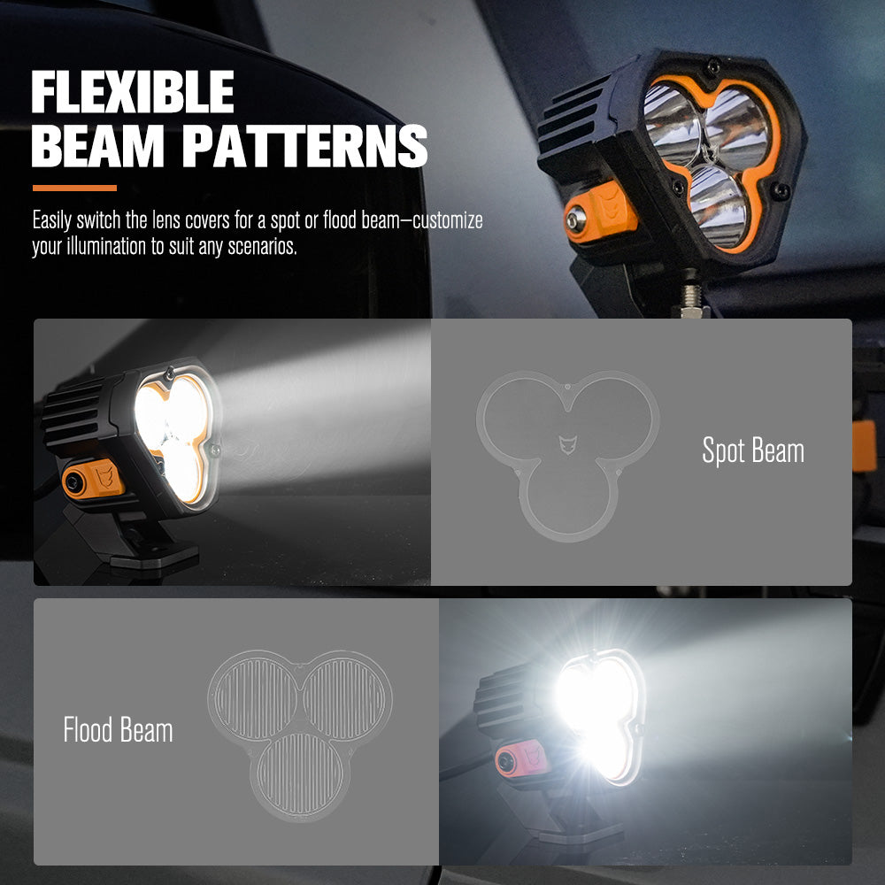 Lightfox Cygnus-3 3" Pair LED Pod Lights 1Lux@1,181ft IP68 3,236LM