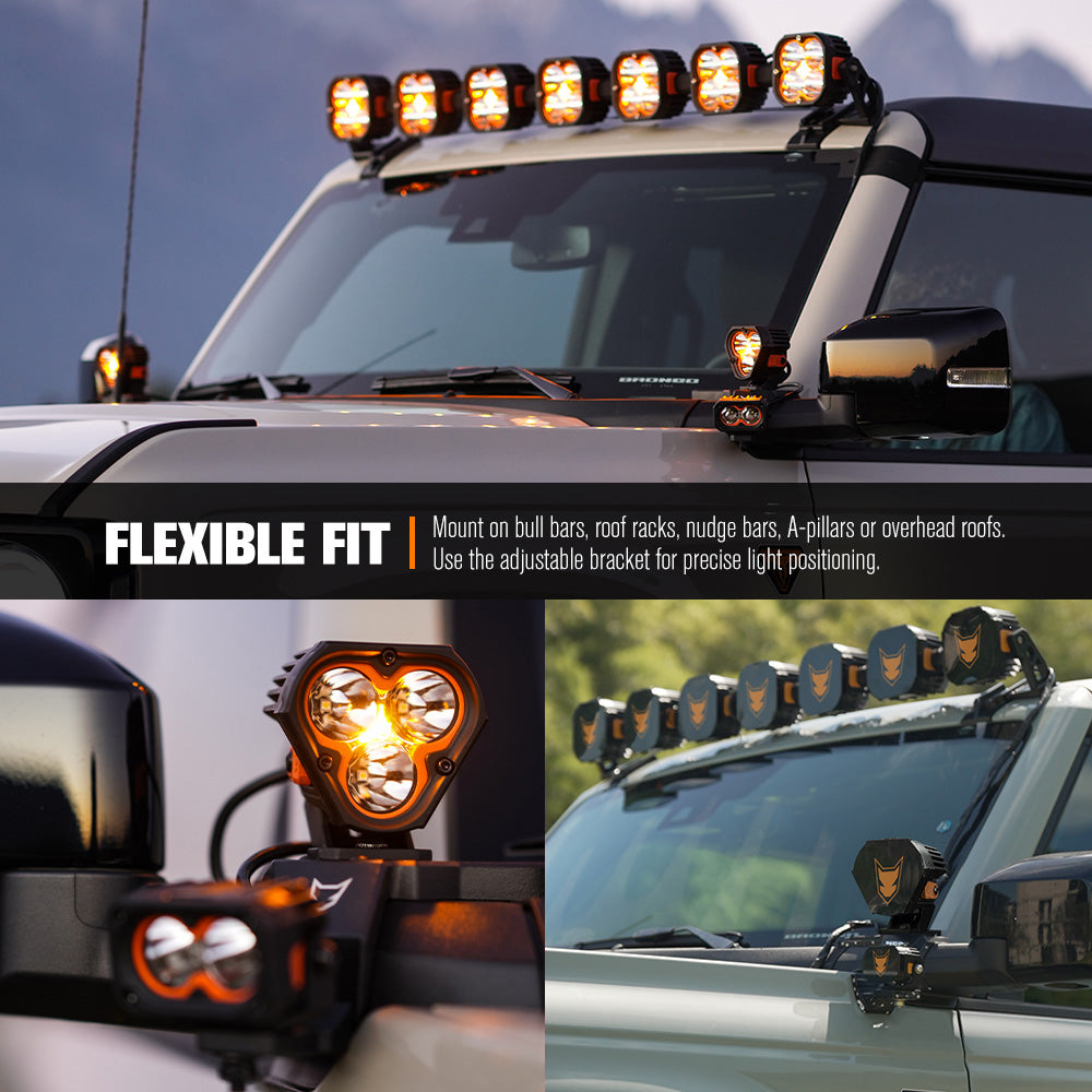 Lightfox Cygnus-3 3" Pair LED Pod Lights 1Lux@1,503ft IP68 6,472LM