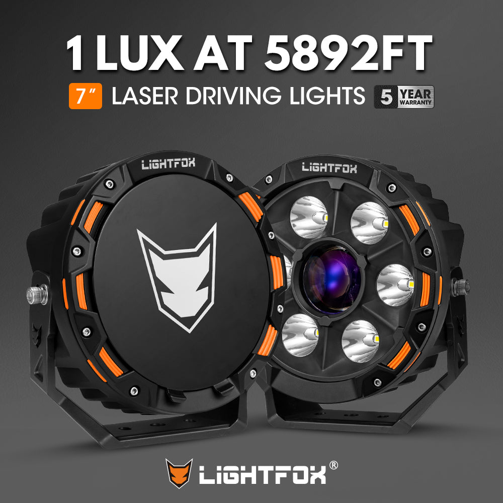 Lightfox 7inch Laser LED Driving Lights 1Lux@5,892ft IP68 15,208LM