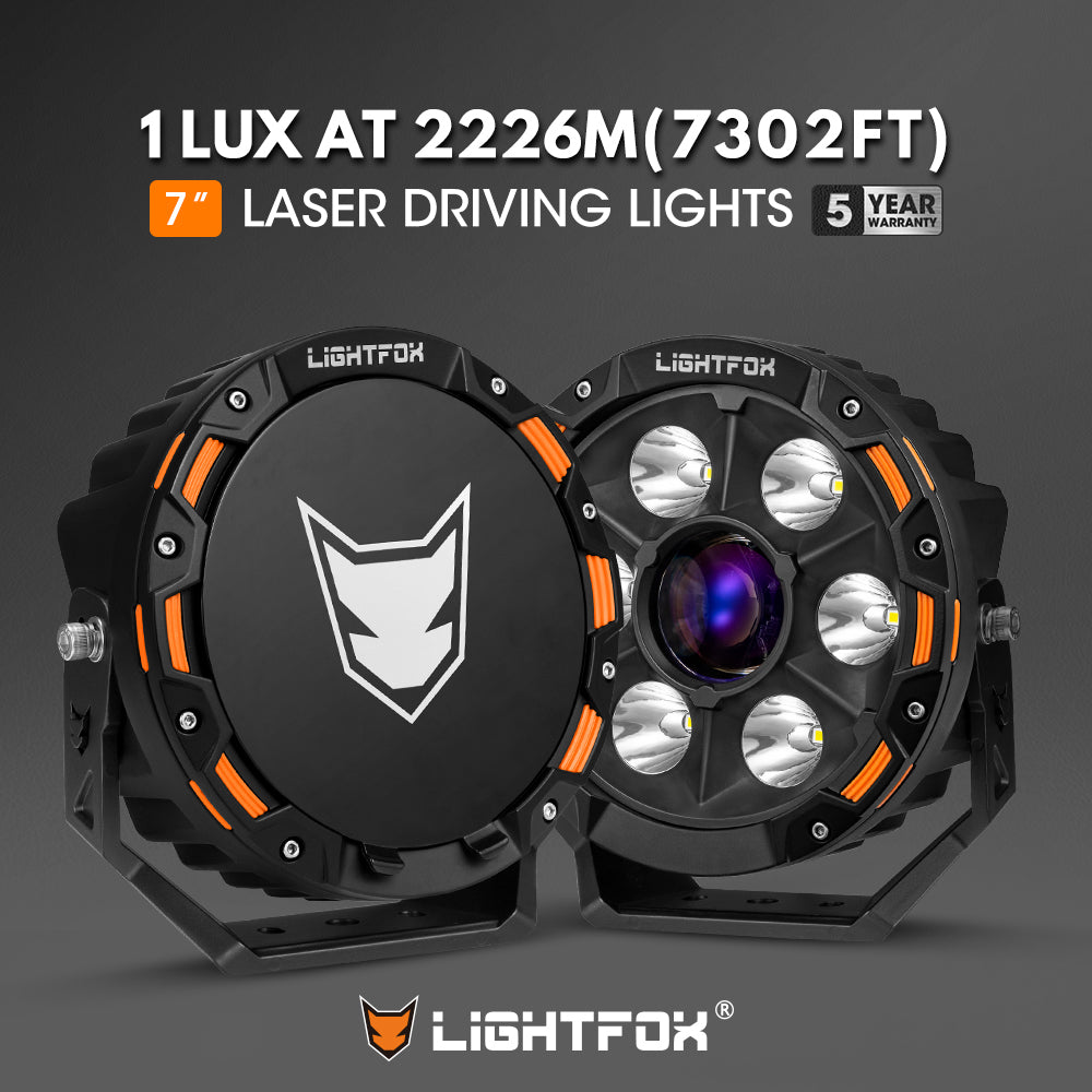 Lightfox 7inch Laser LED Driving Lights 1Lux@7,302ft IP68 11,285LM