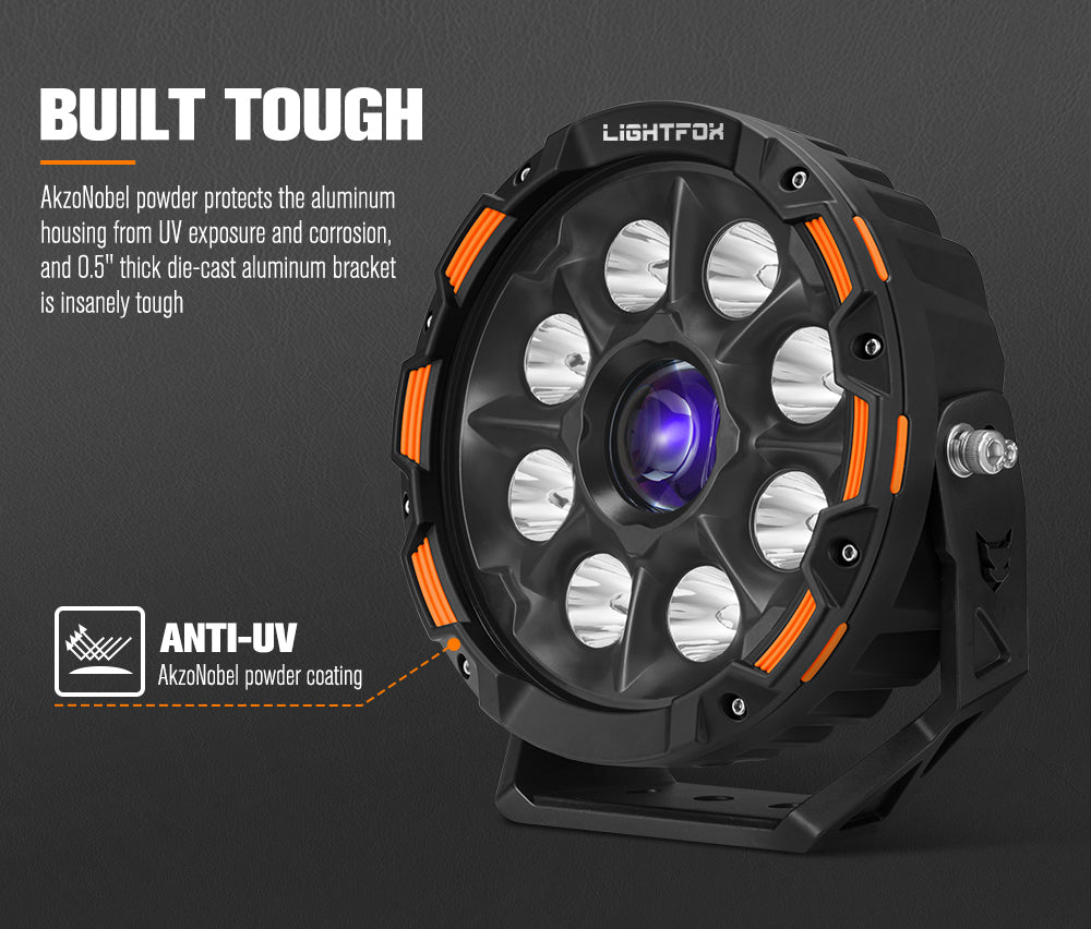 Lightfox 9inch Laser LED Driving Lights 1Lux@7,302ft IP68 15,046LM