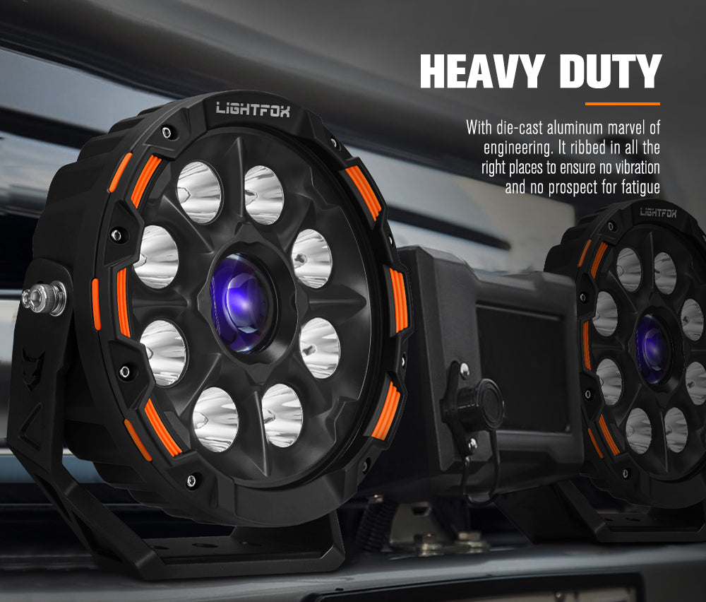 Lightfox 9inch Laser LED Driving Lights 1Lux@6,356ft IP68 19,478LM