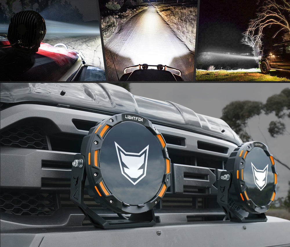 Lightfox 9inch Laser LED Driving Lights 1Lux@7,302ft IP68 15,046LM