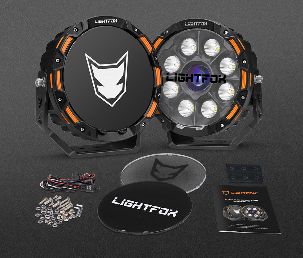 Lightfox 9inch Laser LED Driving Lights 1Lux@7,302ft IP68 15,046LM