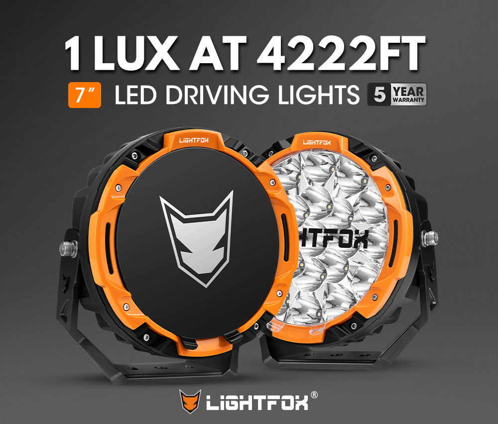 Lightfox 7inch LED Driving Light 1Lux@4,222ft IP68 15,366 Lumens