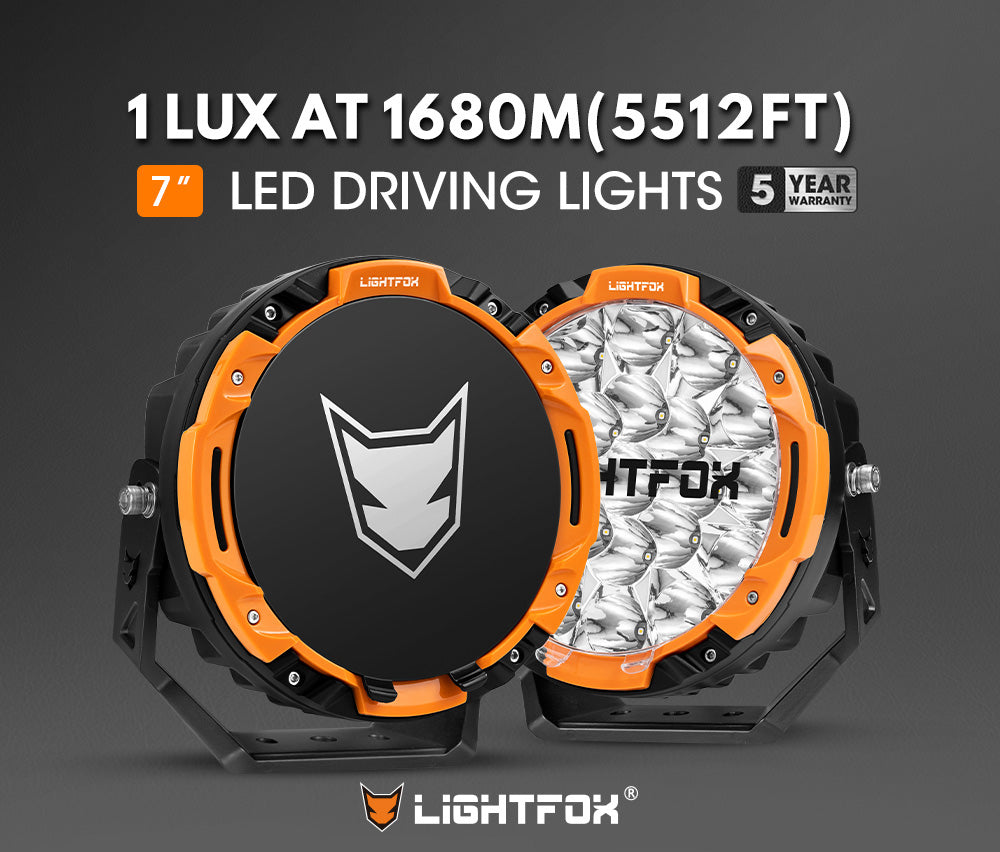 Lightfox 7inch LED Driving Light 1Lux@5,512ft IP68 13,600 Lumens