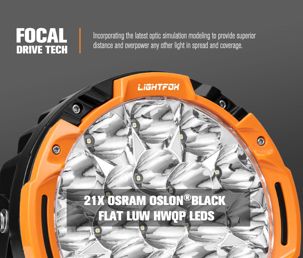 Lightfox 7inch LED Driving Light 1Lux@4,222ft IP68 15,366 Lumens