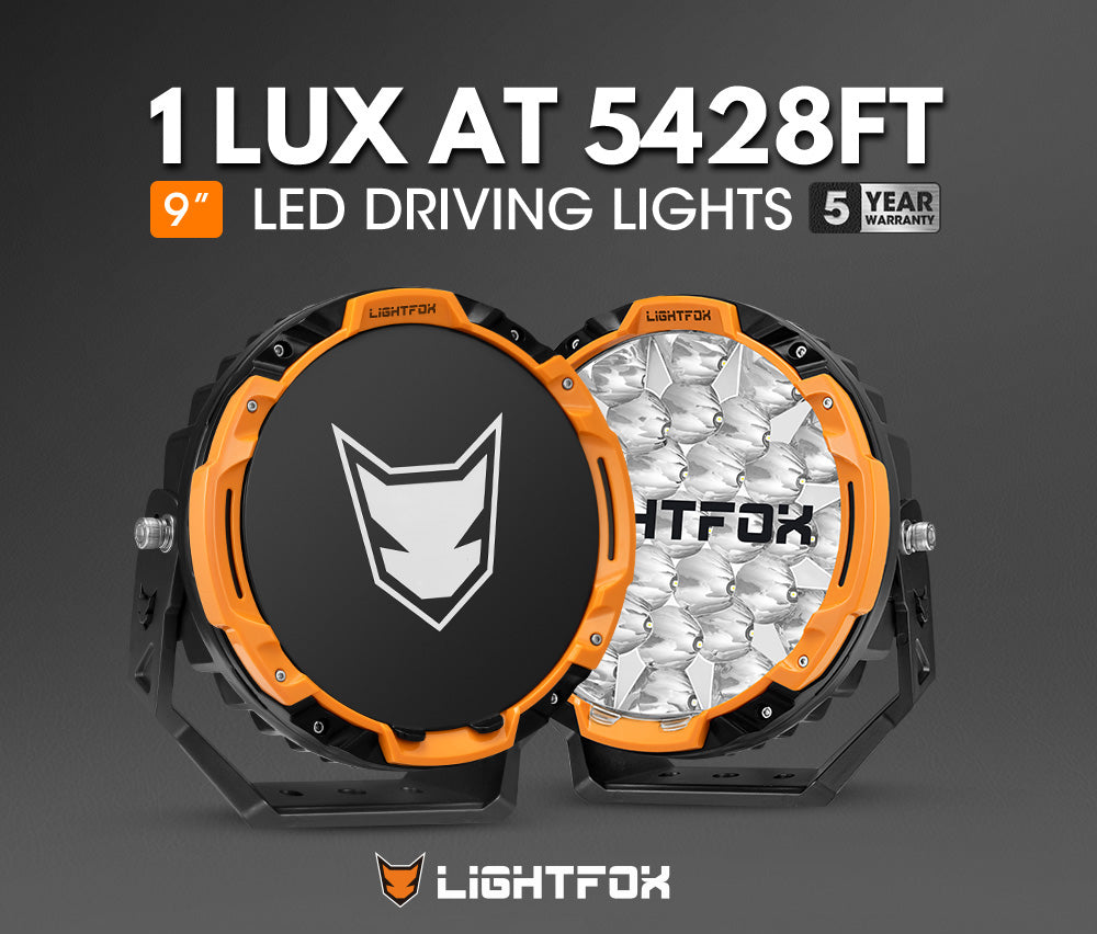 Lightfox 9inch LED Driving Light 1Lux@5,428ft IP68 22,912 Lumens