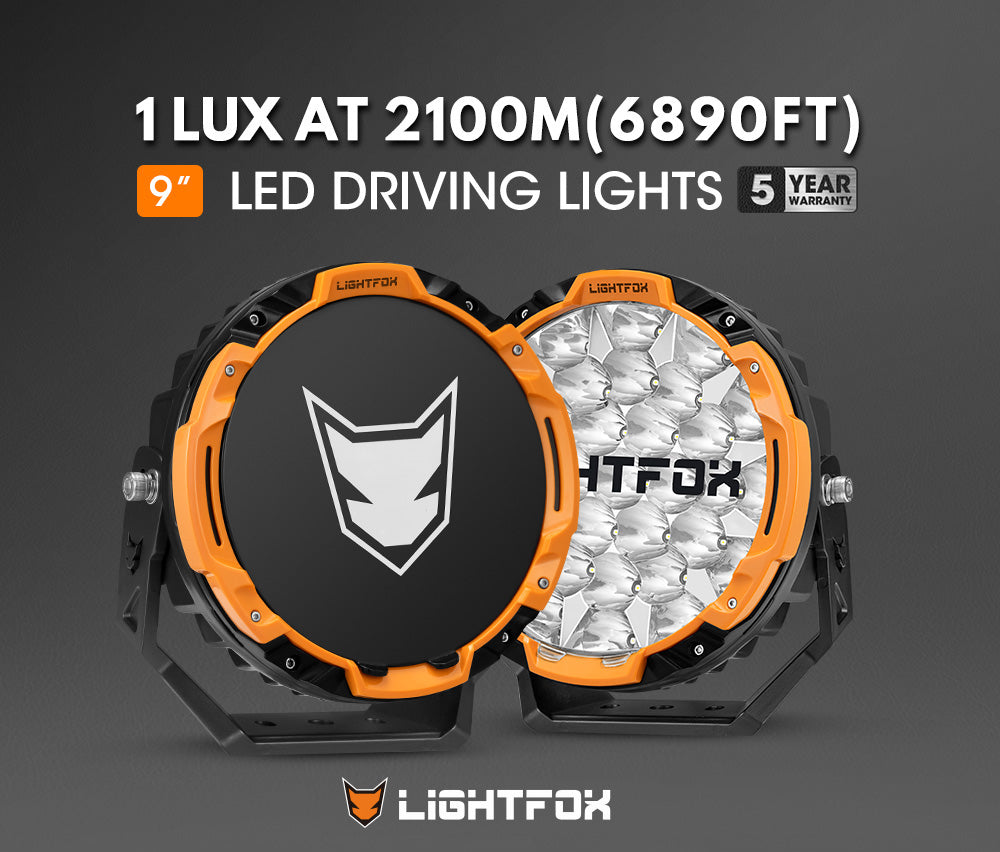 Lightfox 9inch LED Driving Light 1Lux@6,890ft IP68 16,342 Lumens