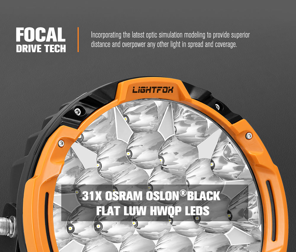 Lightfox 9inch LED Driving Light 1Lux@5,428ft IP68 22,912 Lumens