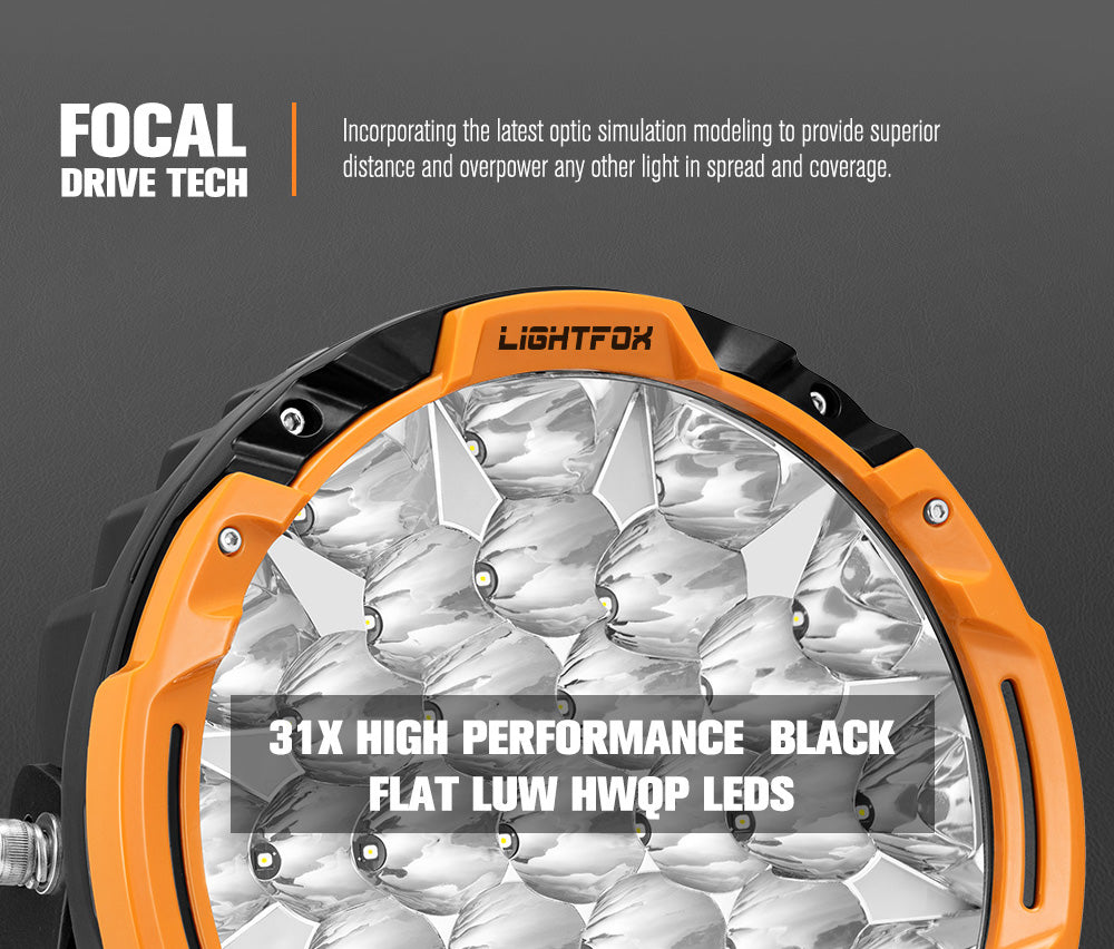 Lightfox 9inch LED Driving Light 1Lux@6,890ft IP68 16,342 Lumens