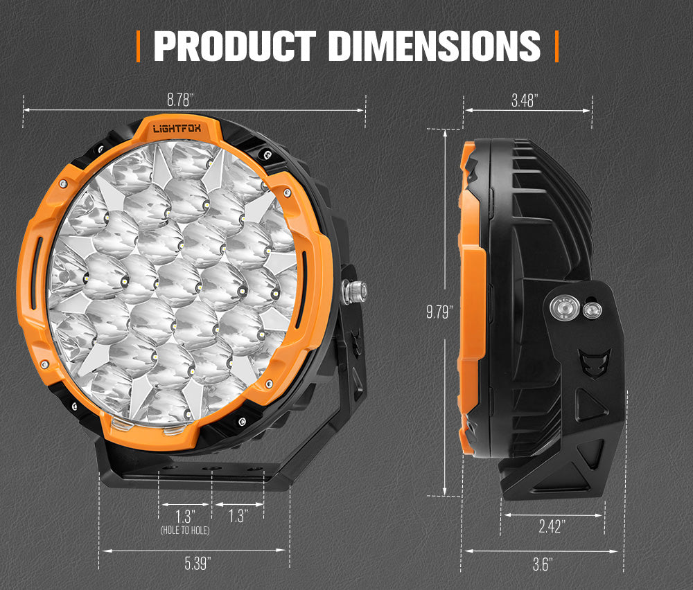 Lightfox 9inch LED Driving Light 1Lux@5,428ft IP68 22,912 Lumens