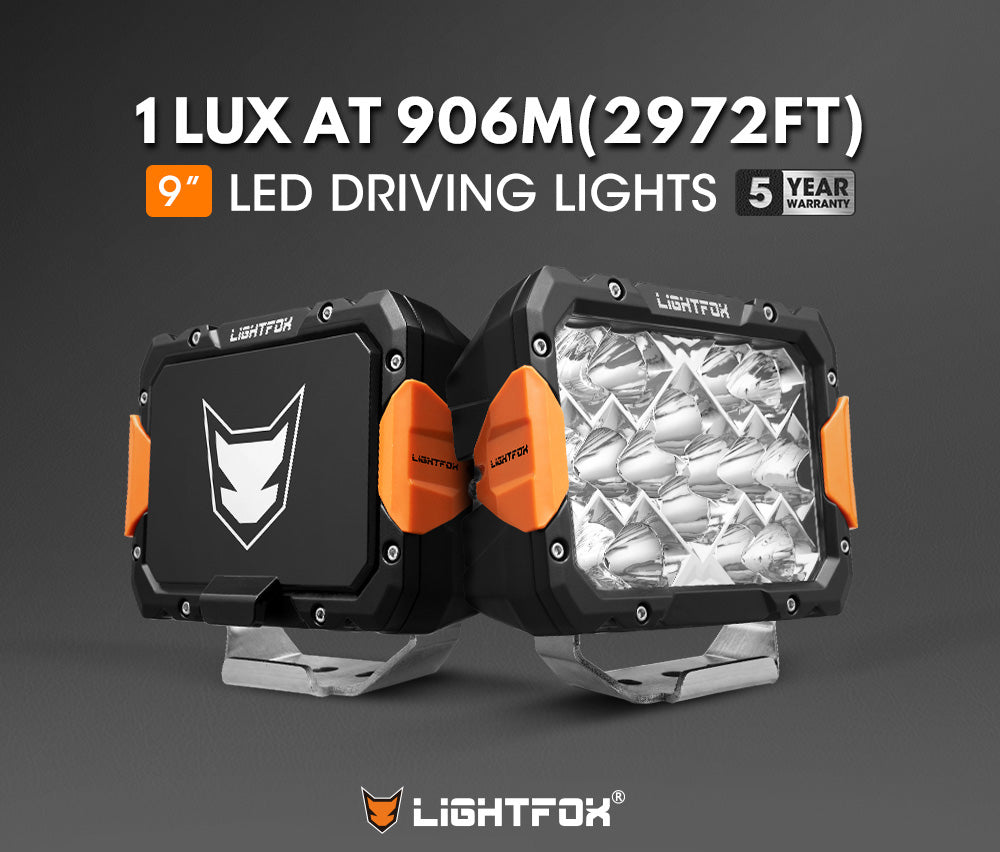 Lightfox Pegasus 9" LED Driving Light 1Lux@2,972ft IP68 11,390LM
