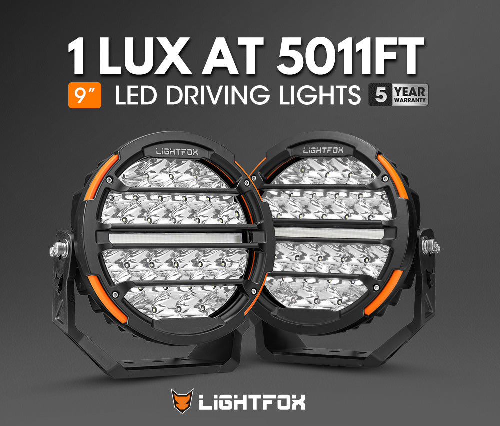 Lightfox Polaris 9" LED Driving Light 1Lux@5,011ft IP68 20,178 Lumens