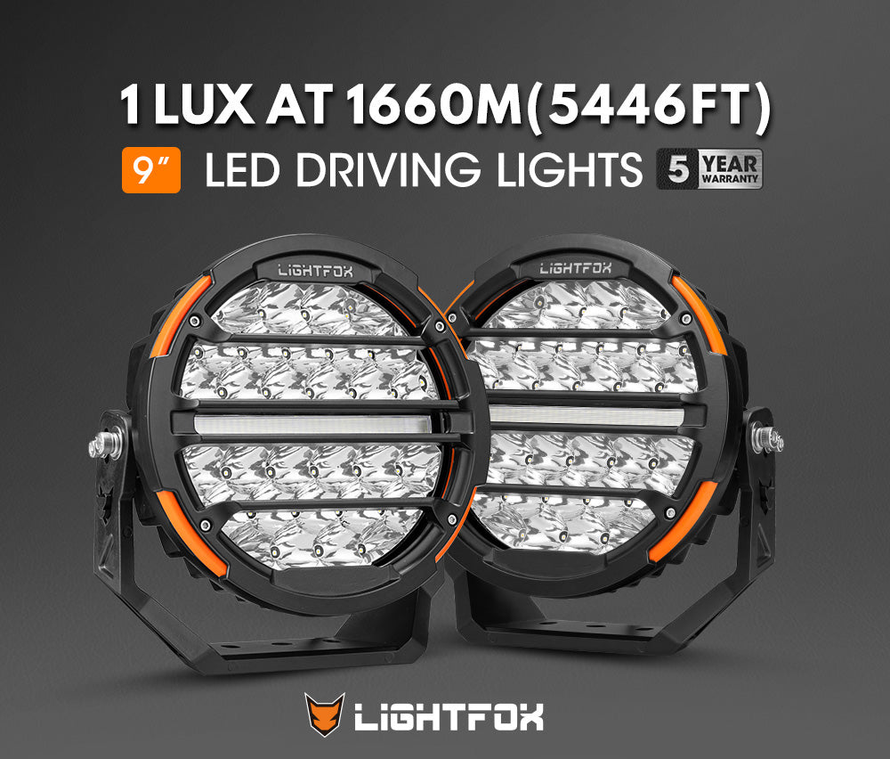 Lightfox Polaris 9" LED Driving Light 1Lux@1,660m IP68 14,708 Lumens