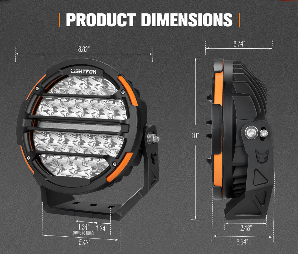 Lightfox Polaris 9" LED Driving Light 1Lux@5,011ft IP68 20,178 Lumens