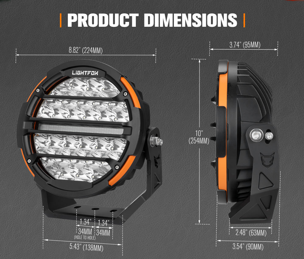 Lightfox Polaris 9" LED Driving Light 1Lux@1,660m IP68 14,708 Lumens