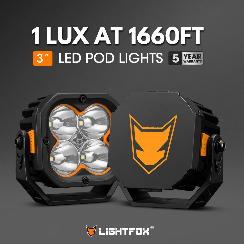 Lightfox Cygnus-4 3" Pair LED Pod Lights 1Lux@1,660 ft IP68 7,668LM