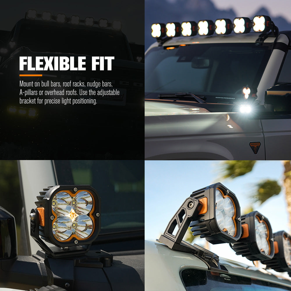 Lightfox Cygnus-4 3" Pair LED Pod Lights 1Lux@1,248 ft IP68 3,834LM