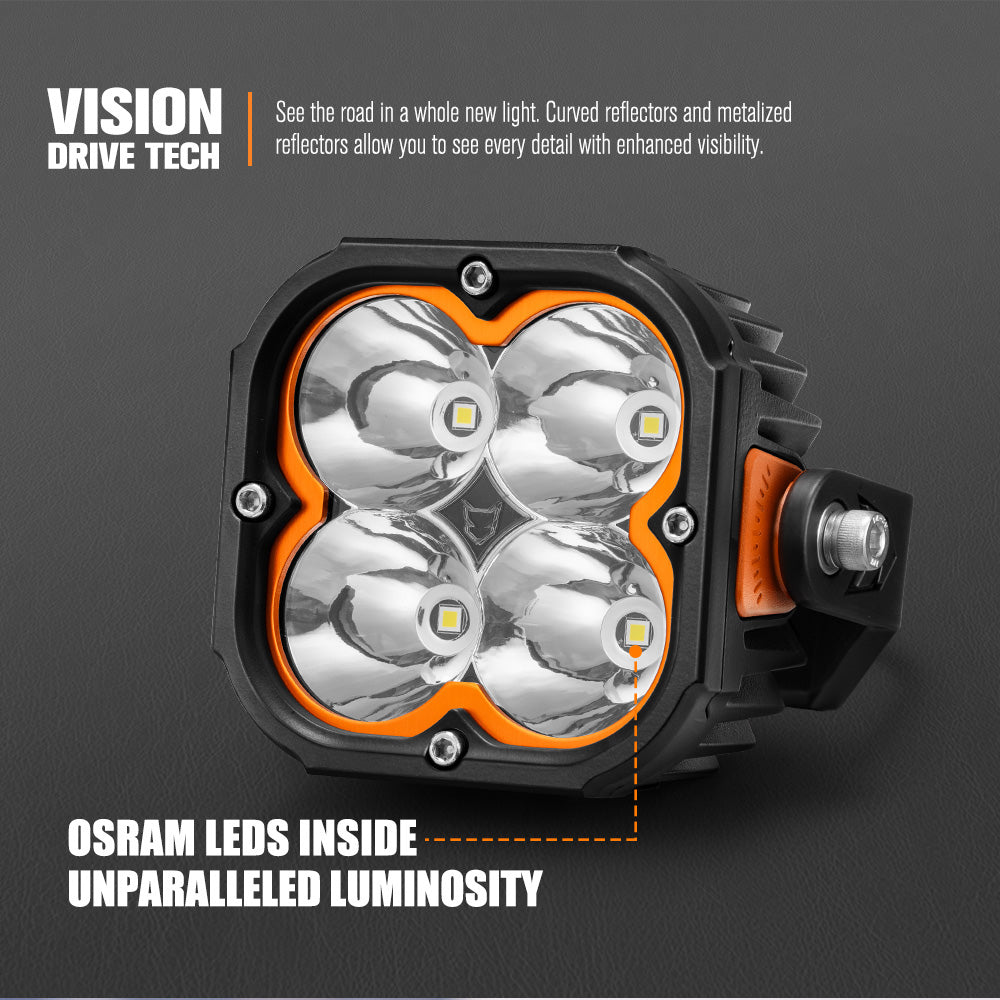 Lightfox Cygnus 5" Pair LED Pod Lights 1Lux@2,136ft IP68 14,106,LM