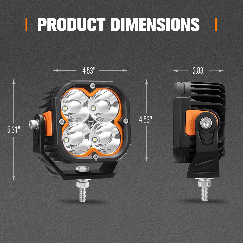 Lightfox Cygnus 5" Pair LED Pod Lights 1Lux@2,136ft IP68 14,106,LM
