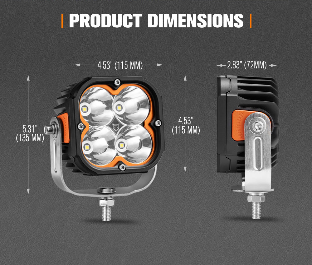 Lightfox Cygnus 5" Pair LED Pod Lights 1Lux@1,300 ft IP68 7,053LM