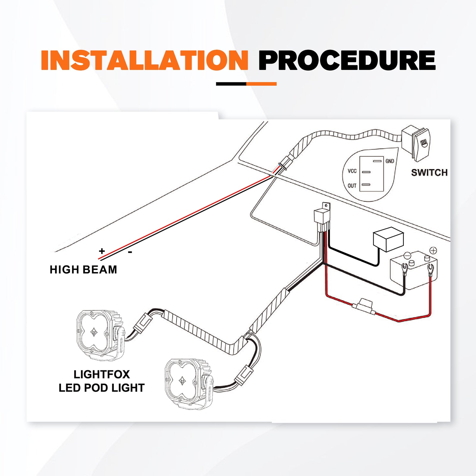 Lightfox Wiring Harness 12V 40A with DT 3-Pin Connectors Triangular